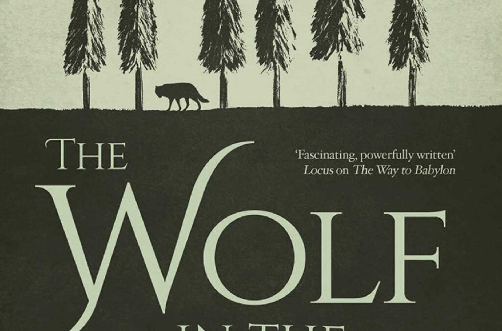 The book cover of 'The Wolf, in the Attic', by Paul Kearney shows a girl standing in front of a quaint, house with the shadow of a wolf looming in the background.